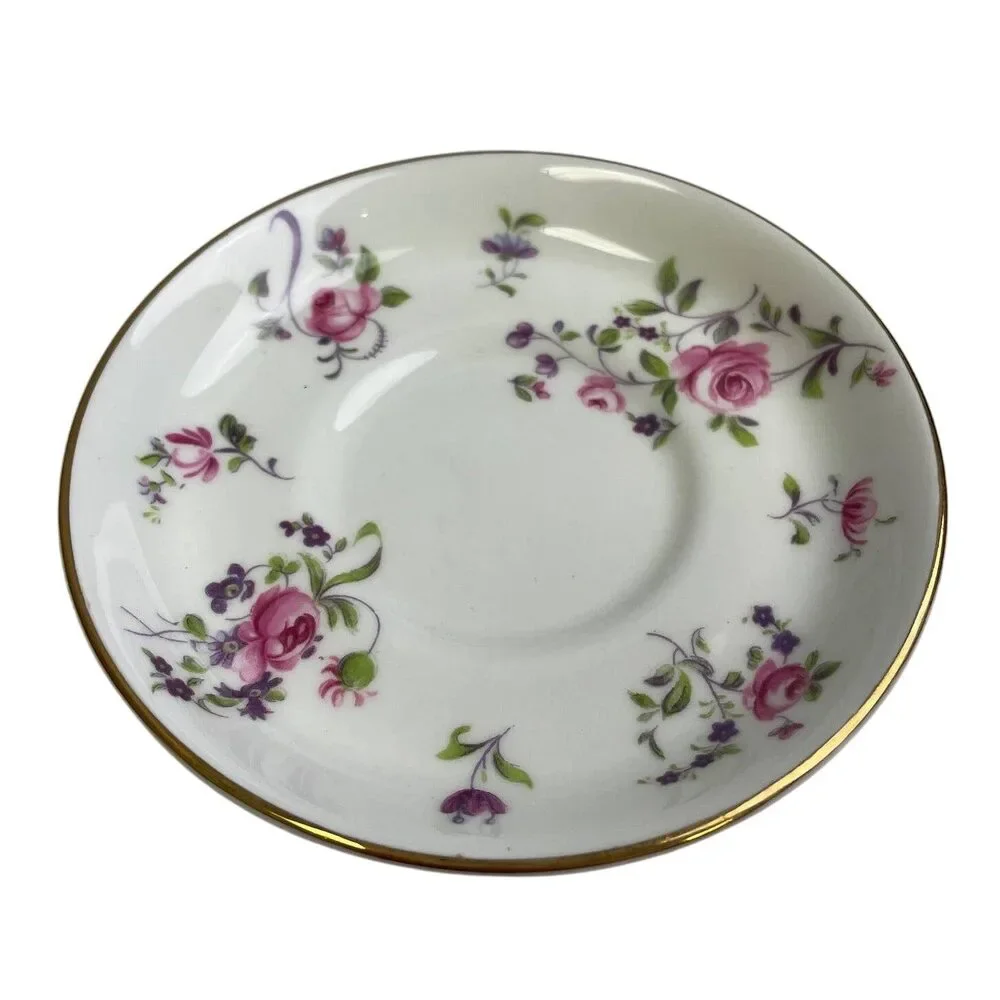 Vintage Crown Staffordshire England Cup & Saucer Rose Fine Bone China Teacup Set